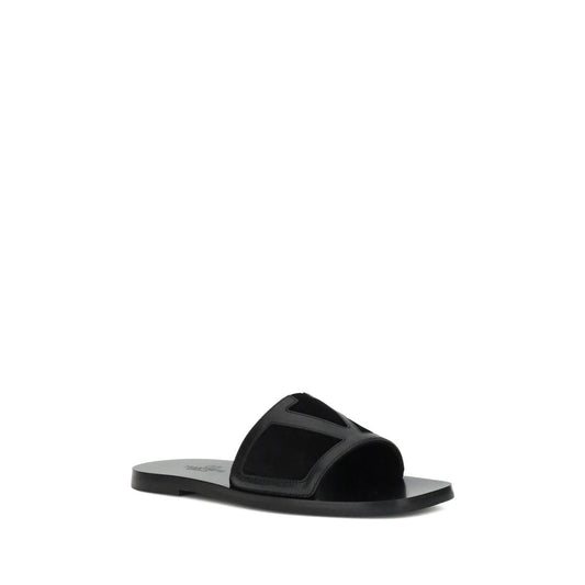 Valentino Garavani Black Calf Leather Bos Taurus Sandals