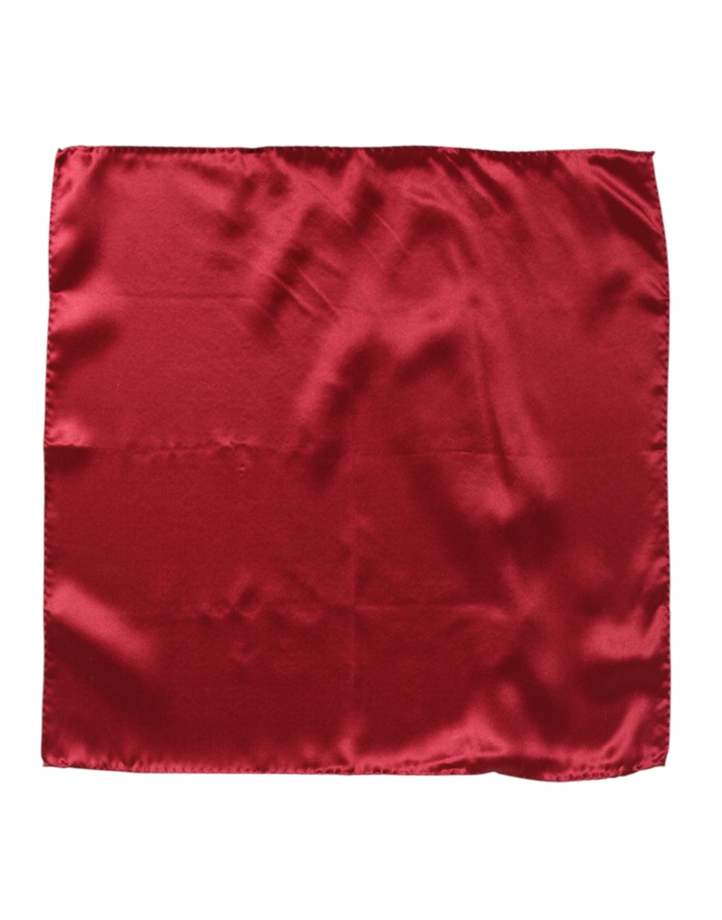 Dolce & Gabbana Red Solid Satin Silk Square Handkerchief Scarf