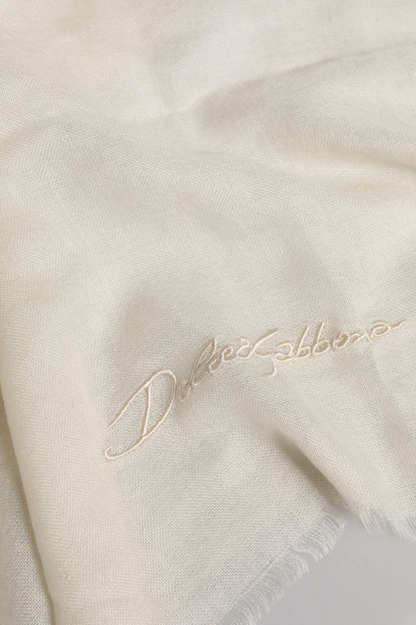 Dolce & Gabbana White Cashmere Neck Warmer Wrap Shawl Scarf