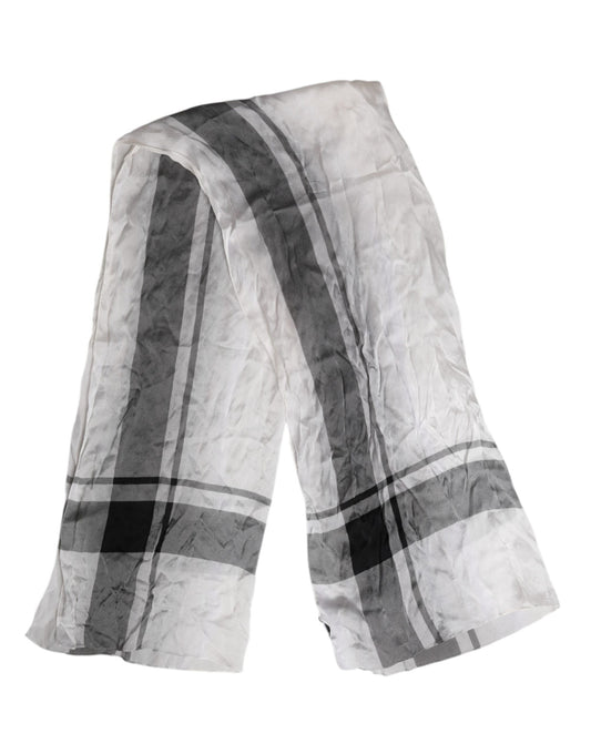 Dolce & Gabbana White Black Silk Warmer Wrap Foulard Scarf