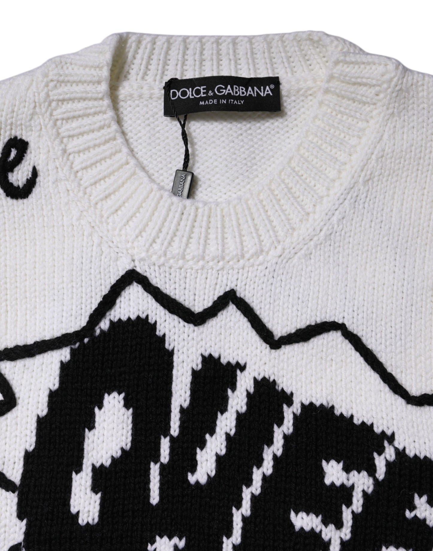 Dolce & Gabbana White Wool Knit Crew Neck Pullover Sweater