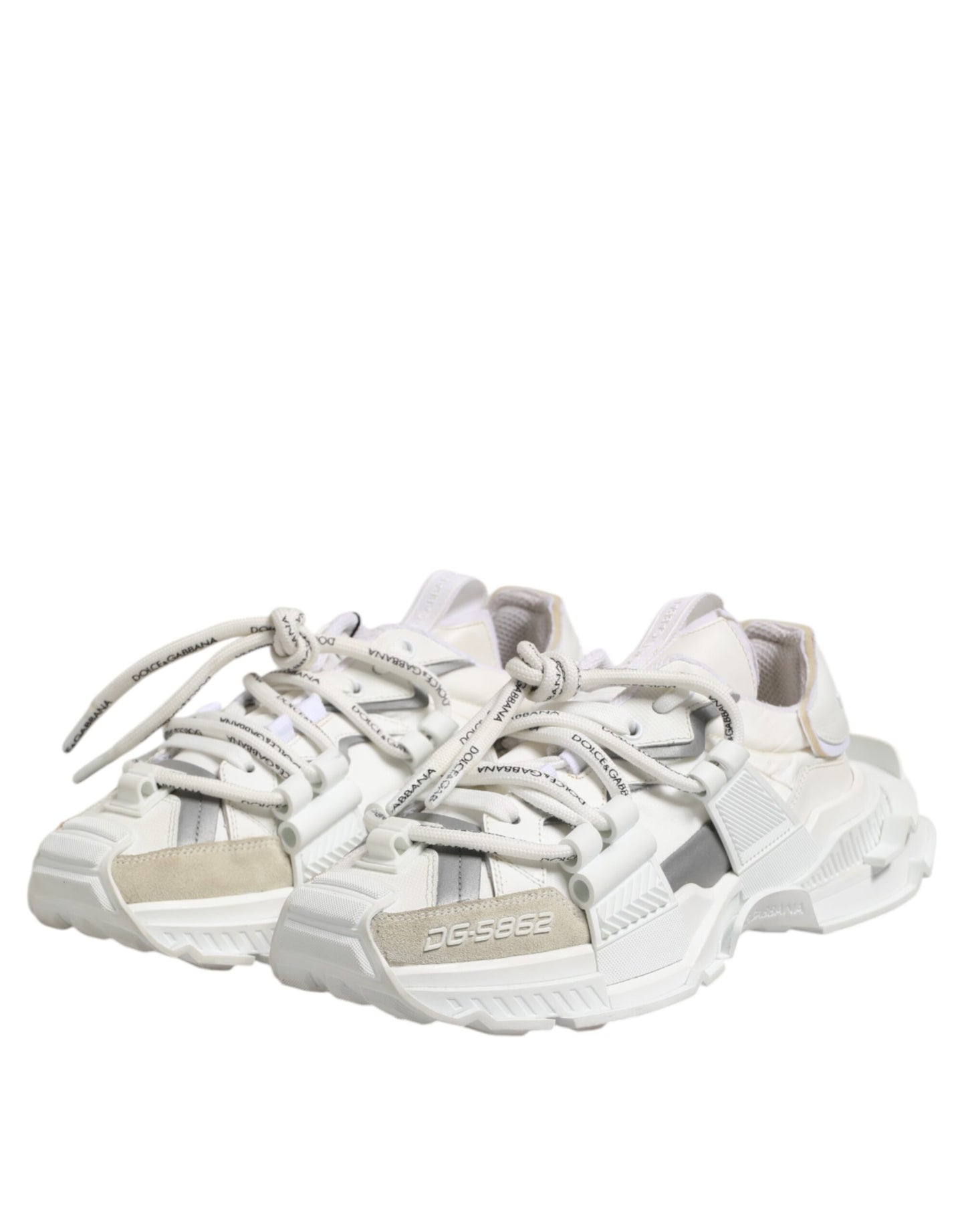 Dolce & Gabbana White Gray Low Top Space Sneakers Shoes