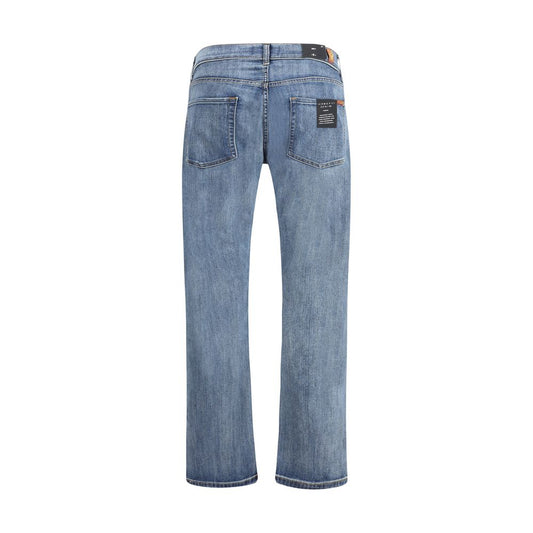 7FOR Blue Cotton Straight-Leg Jeans