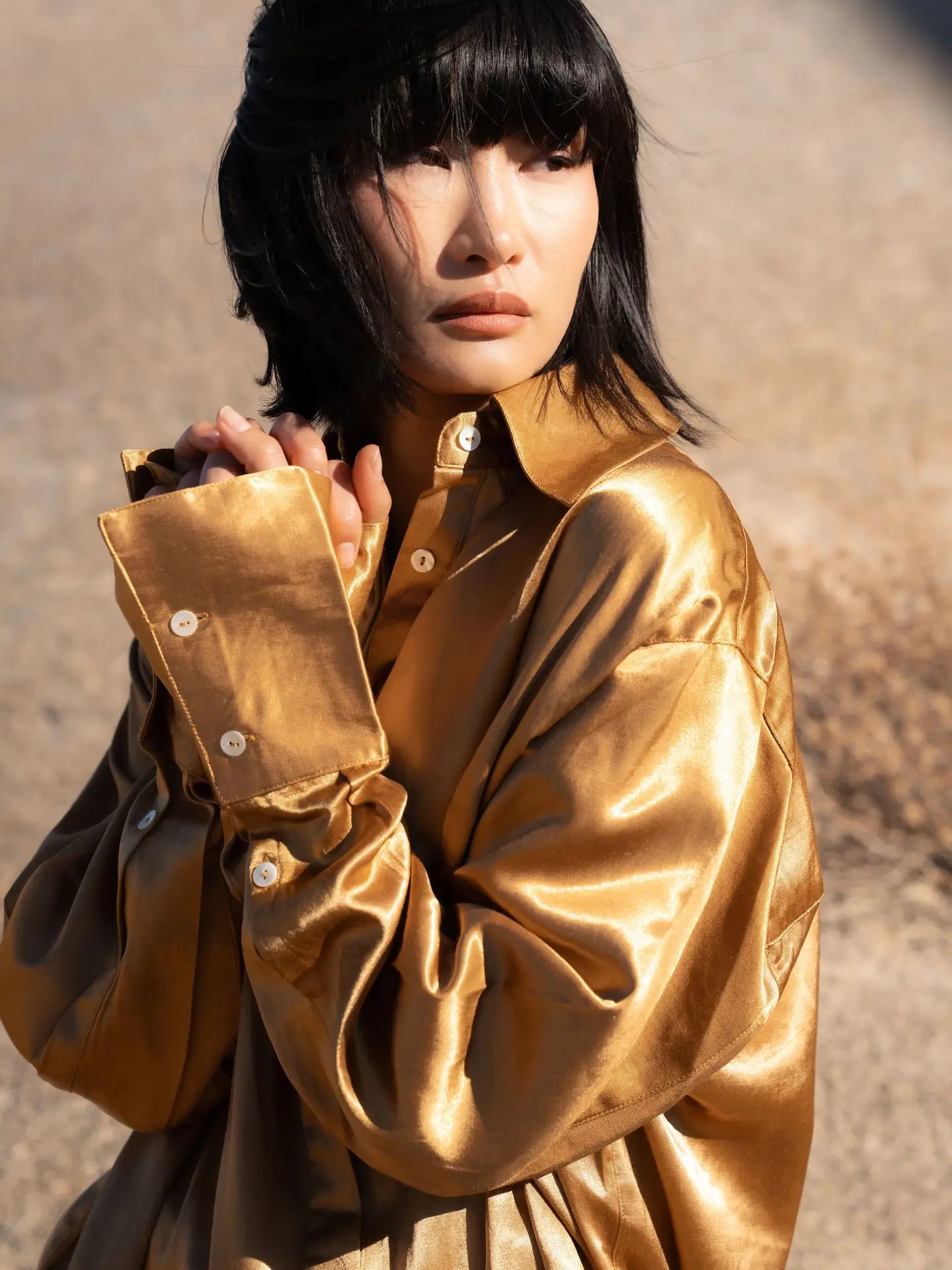 Forever My Muse Silk Shirt Dress WHITE