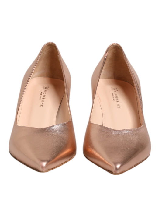 Prosperine Pink Leather Pumps Stiletto Heels Slip On Shoes