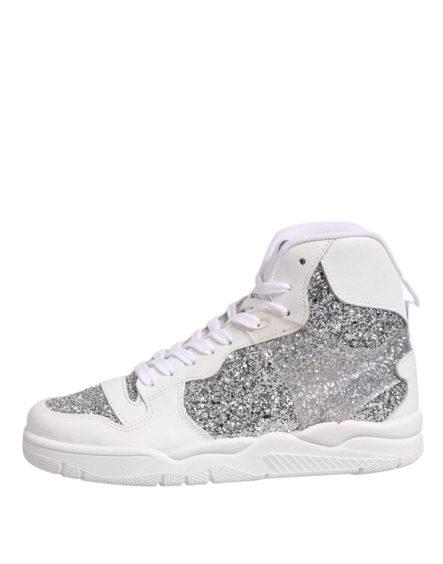 Chiara Ferragni White Silver High Top Women Sneakers Shoes