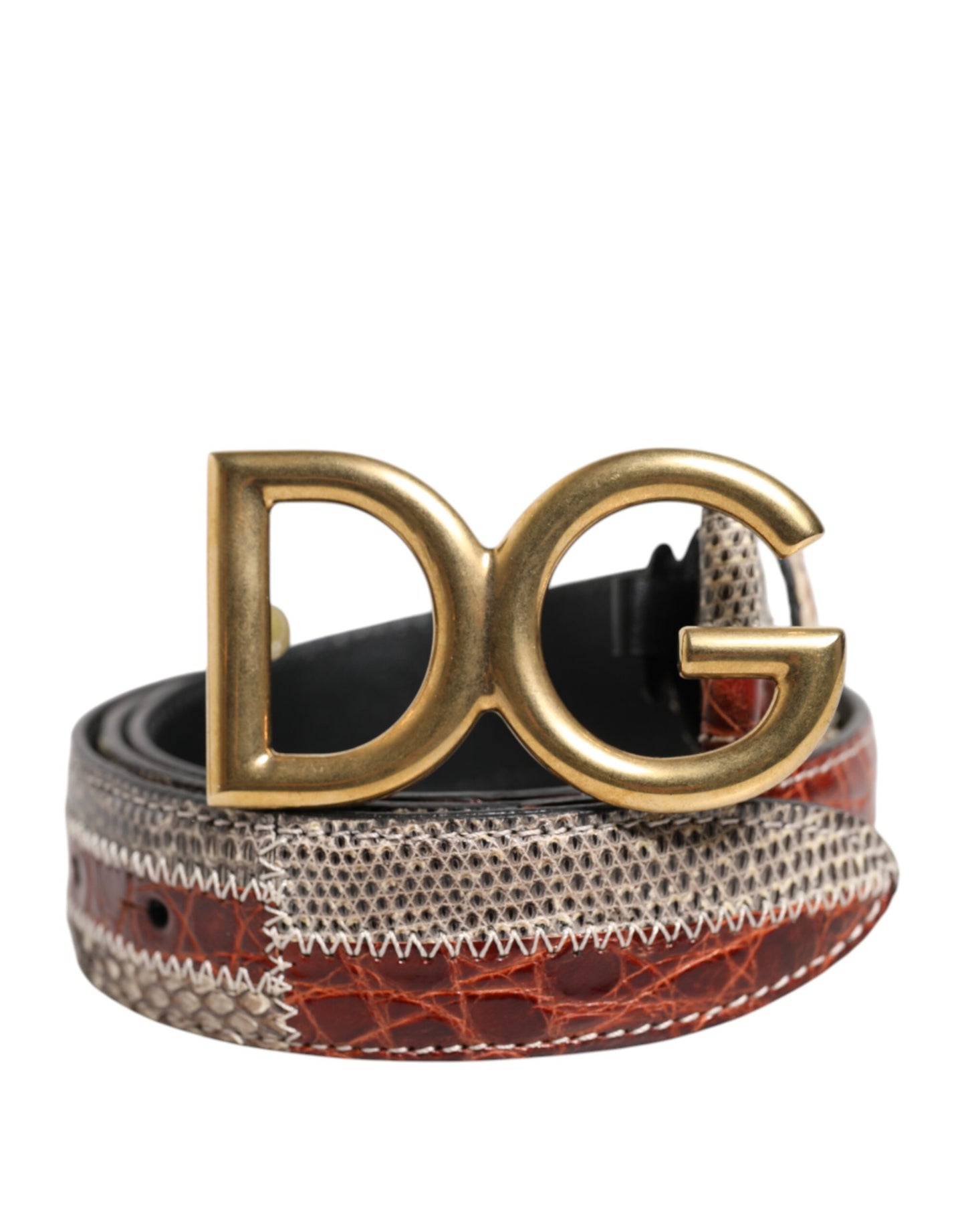 Dolce & Gabbana Multicolor Exotic Leather DG Logo Buckle Belt