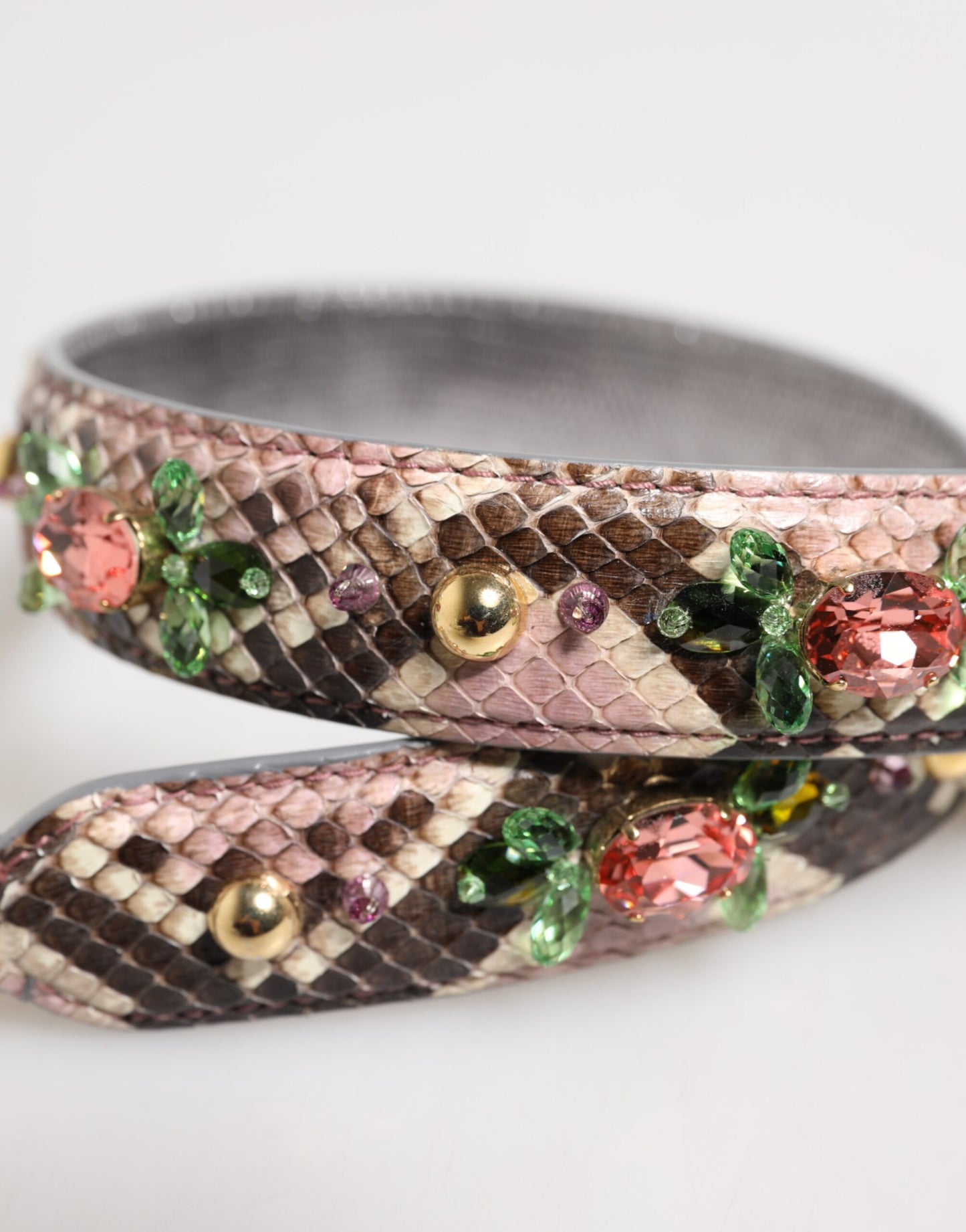Dolce & Gabbana Multicolor Python Embellished Crystal Stud Shoulder Strap