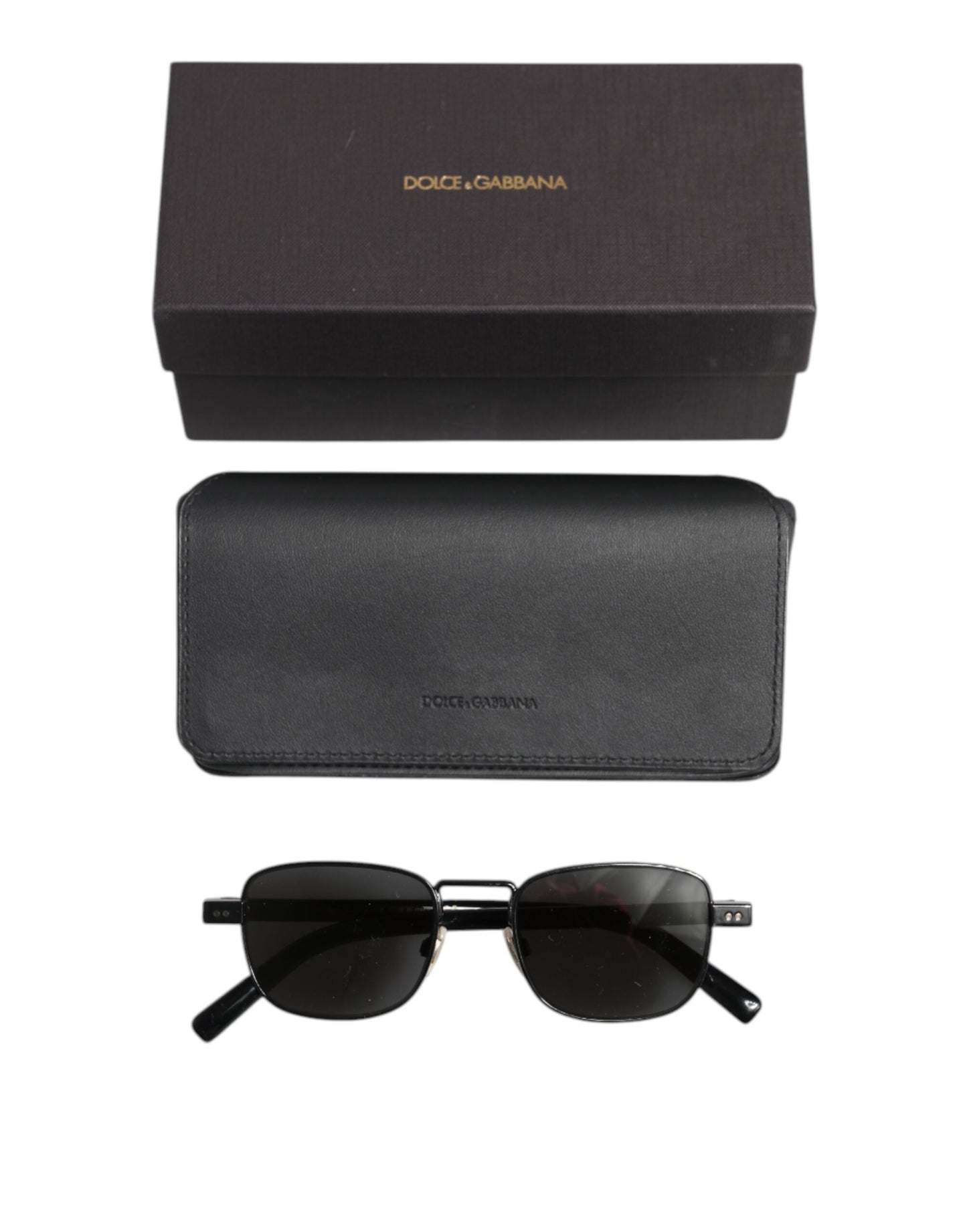 Dolce & Gabbana Black Metal Frame Square Lenses DG2222 Eyewear Sunglasses