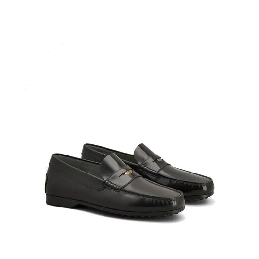 Tod's Black Calfskin Slip-On Loafers