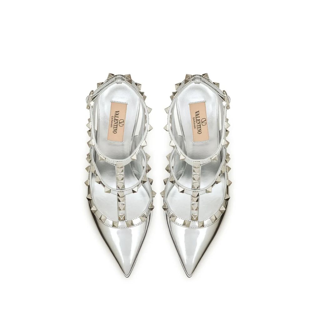 Valentino Garavani Silver Leather High Heel Pumps