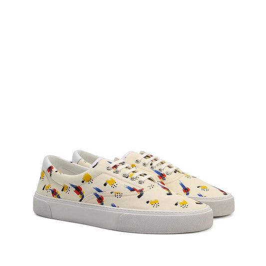 Saint Laurent White Canvas Low Top Sneakers