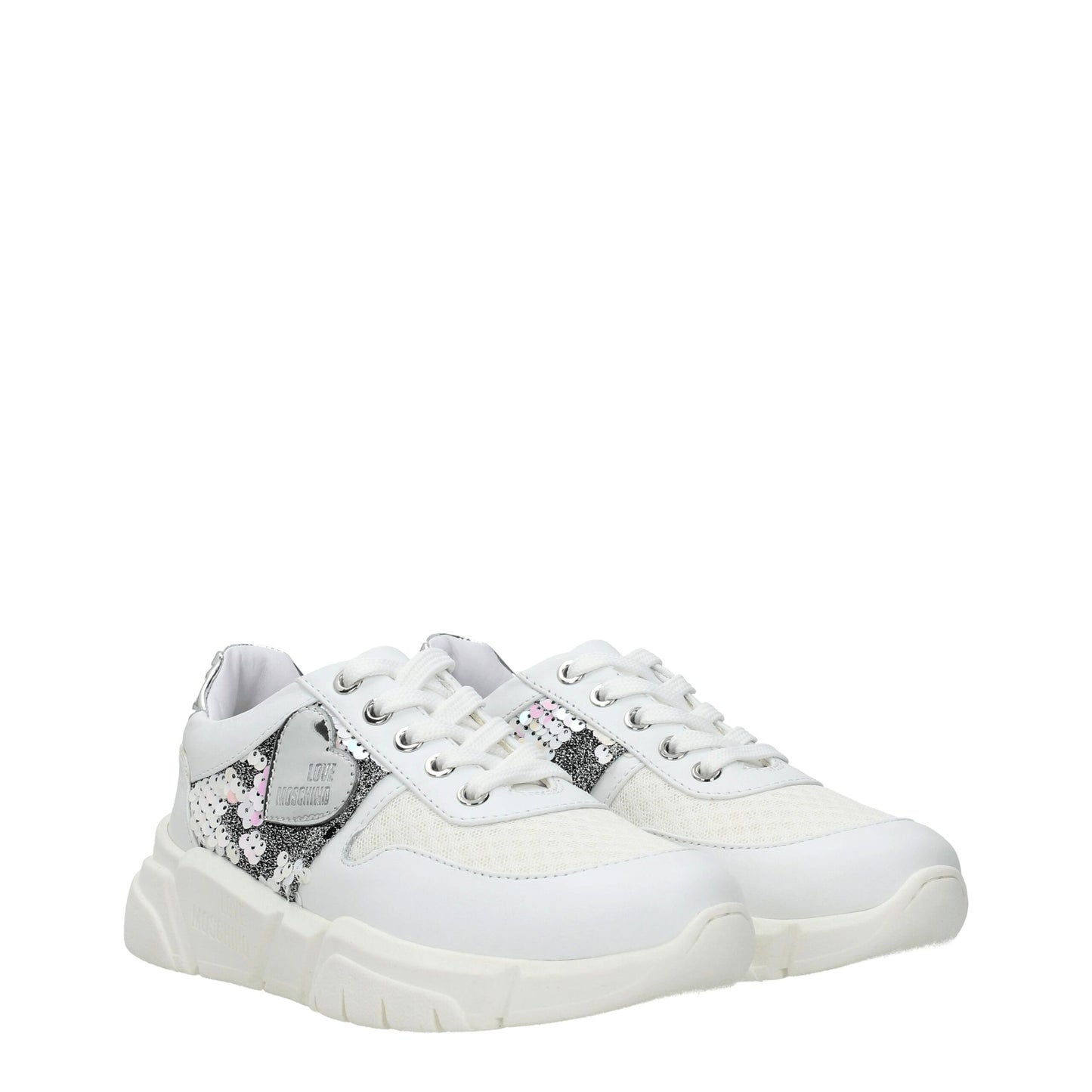 Love Moschino White Fabric Chunky Sneakers