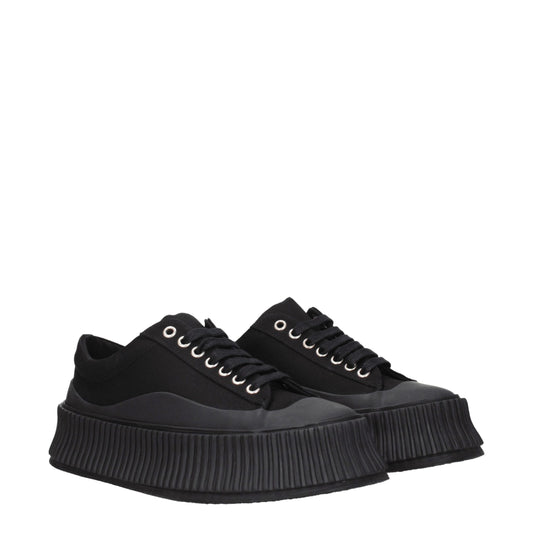 Jil Sander Black Fabric Chunky Sneakers