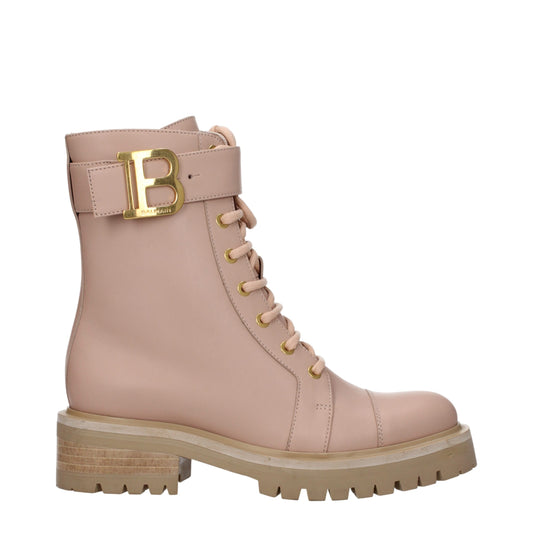 Balmain Beige Leather Ankle Boots