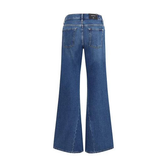 7FOR Blue Cotton Flared Jeans