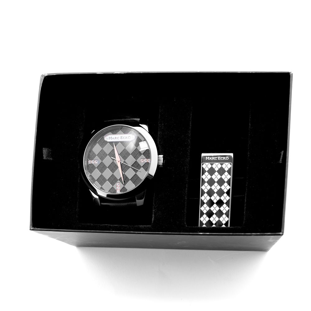 Marc Ecko Black Leather Dress Watches