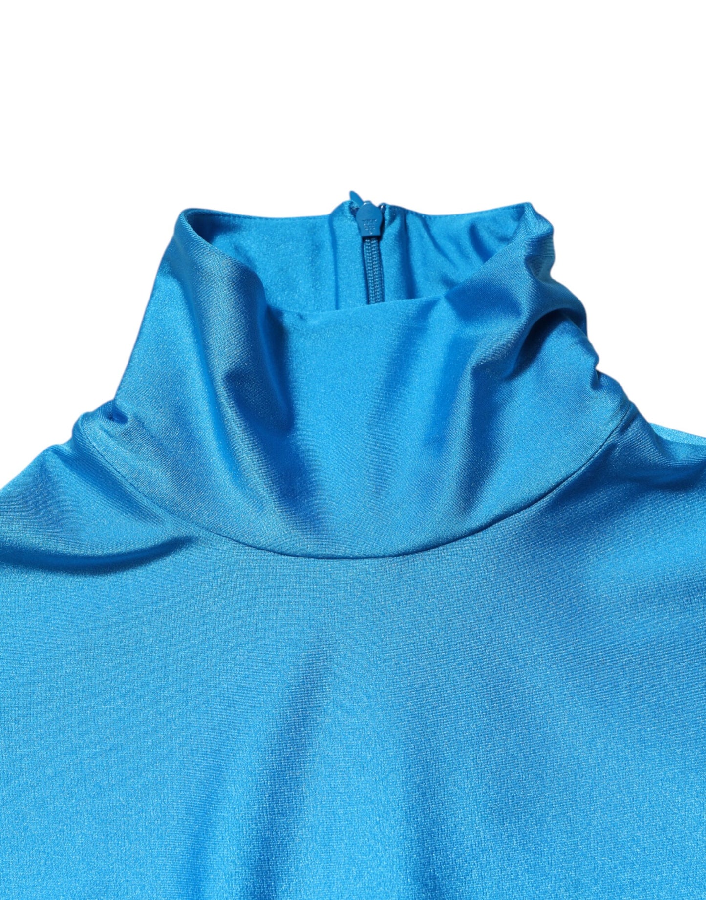 Dolce & Gabbana Blue Nylon Turtleneck Bodycon Jumpsuit Dress