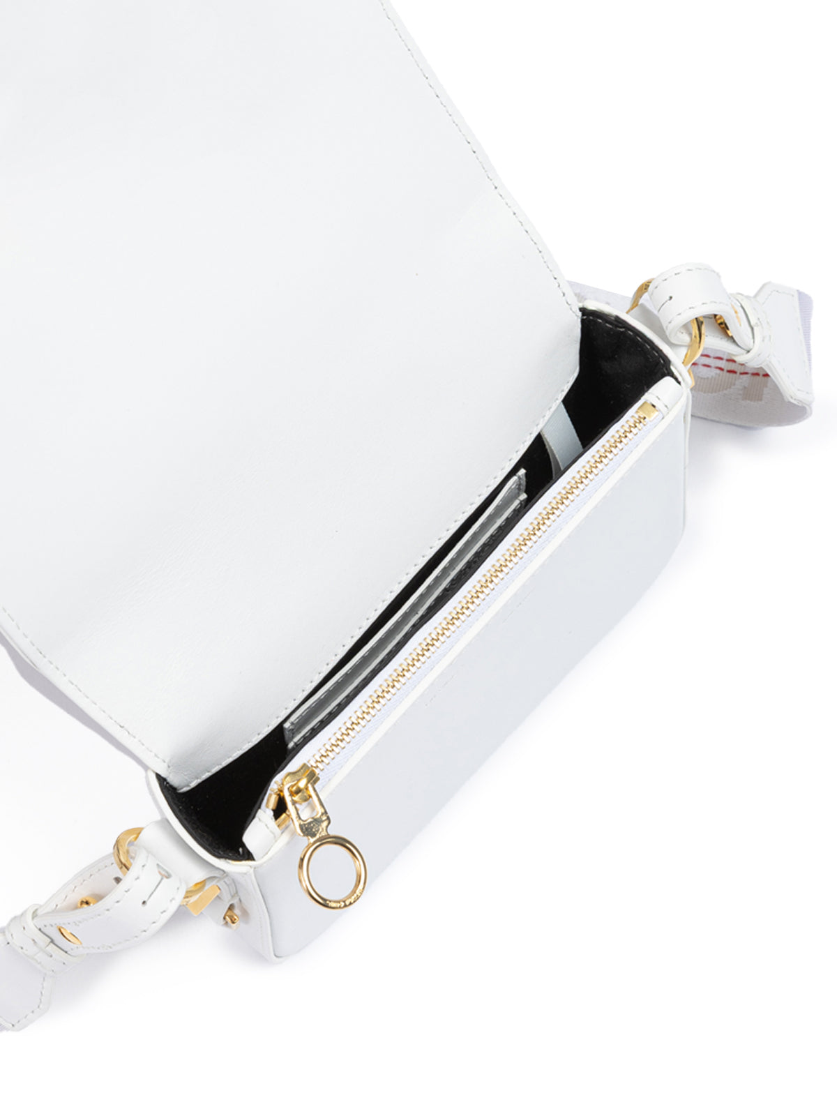 Off-White White/Gold  Metallic Stripe Mini Crossbody Bag
