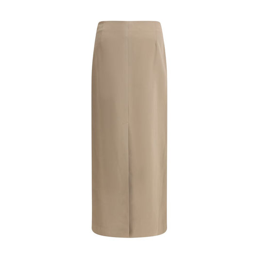 Brunello Cucinelli Gray Acetate Midi Skirt