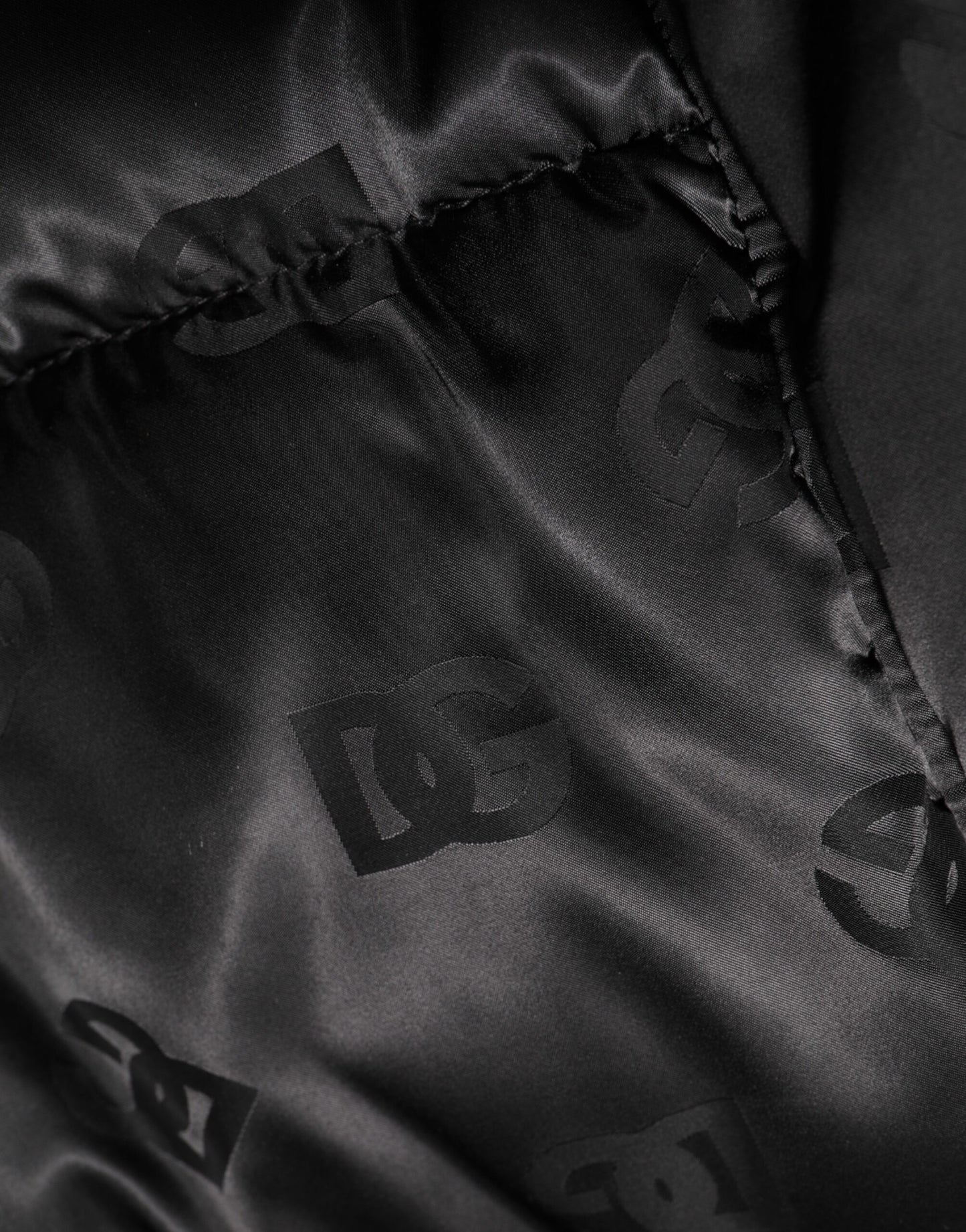 Dolce & Gabbana Black Monogram Logo Puffer Nylon Hooded Jacket