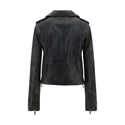 Golden Goose Black Calf Leather Bos Taurus Biker Jacket