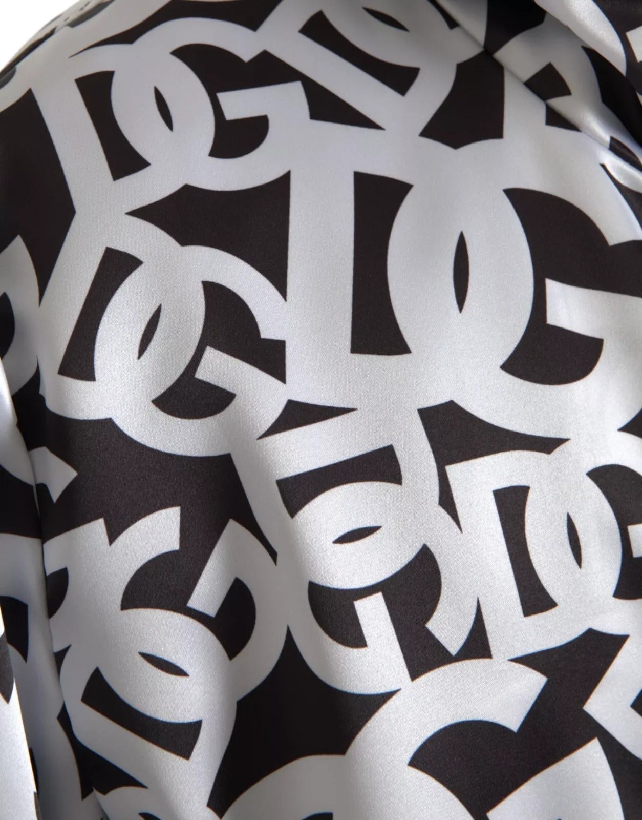 Dolce & Gabbana White Black Logo Hooded Full Zip Bomber Jacket