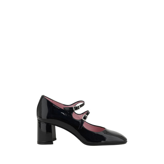 Carel Paris Black Calf Leather Bos Taurus Mid Heel Pumps
