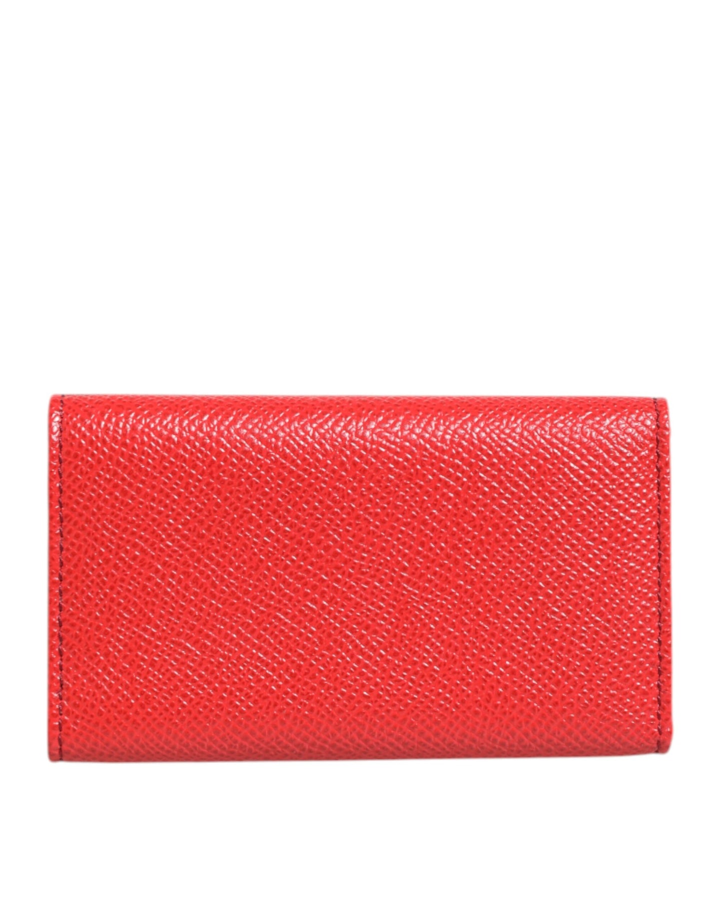 Red Leather Silver Metal Logo Plaque Trifold Key Holder