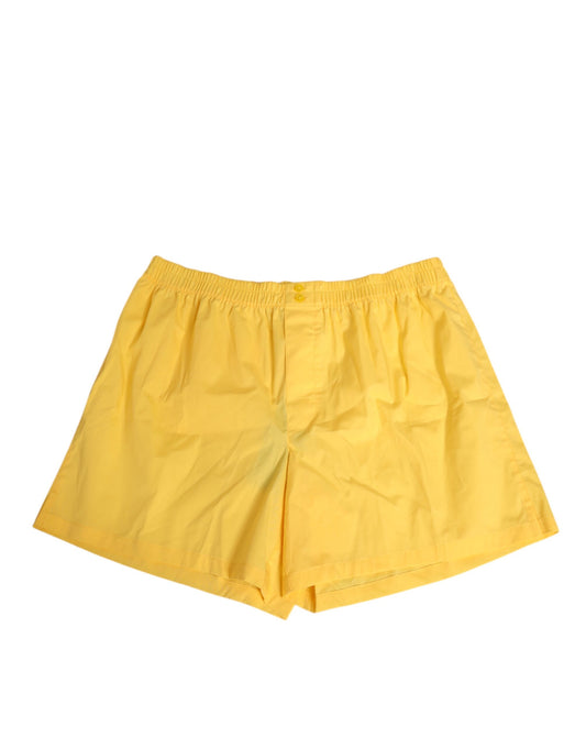 Dolce & Gabbana Yellow Cotton Elastic Waistband Short Swimwear