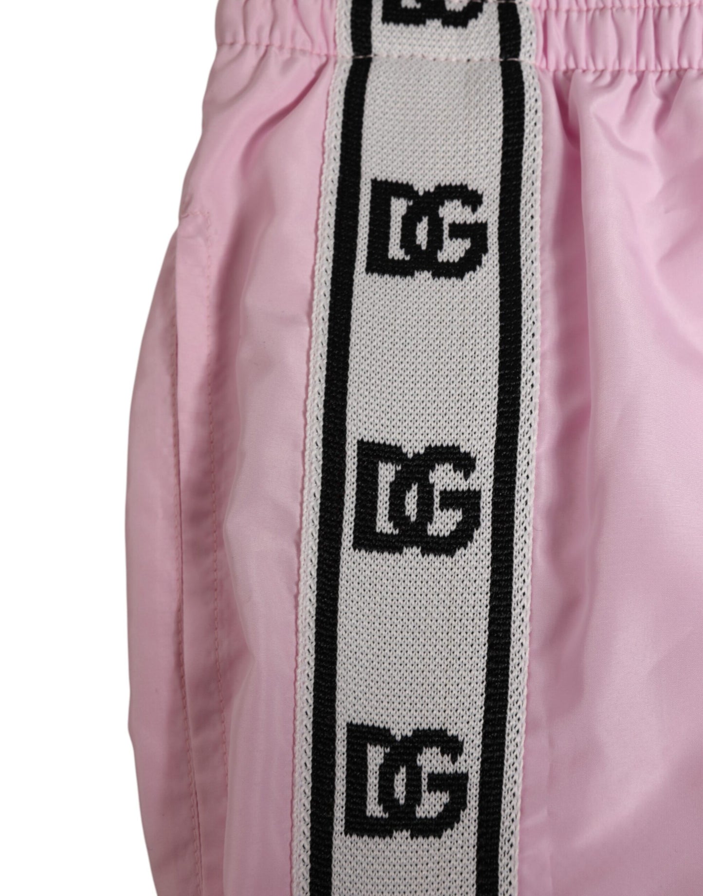 Dolce & Gabbana Pink Nylon Logo Side Stripe Beachwear Men Swimwear