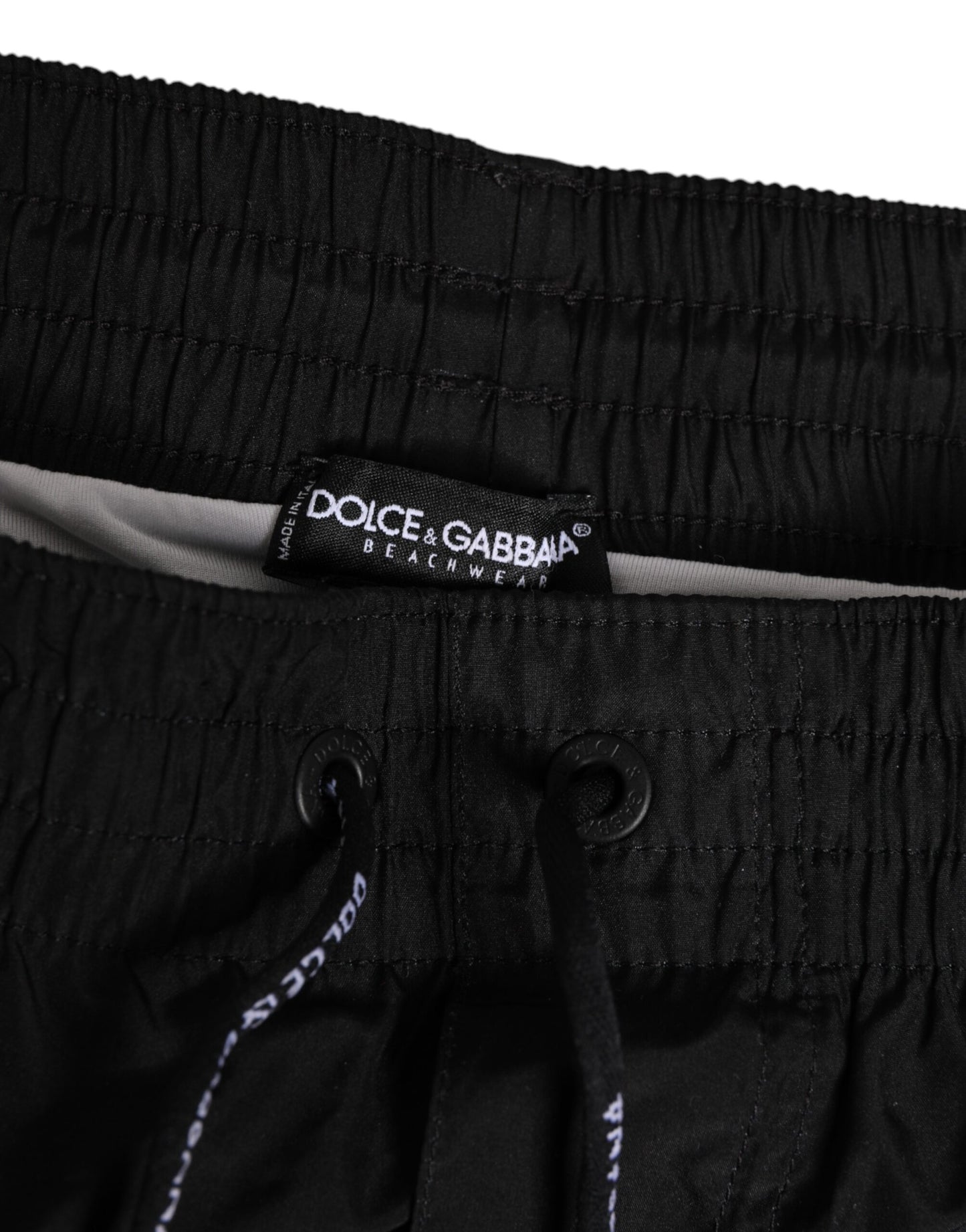 Dolce & Gabbana Black White Striped DG Logo Men Short Swimwear