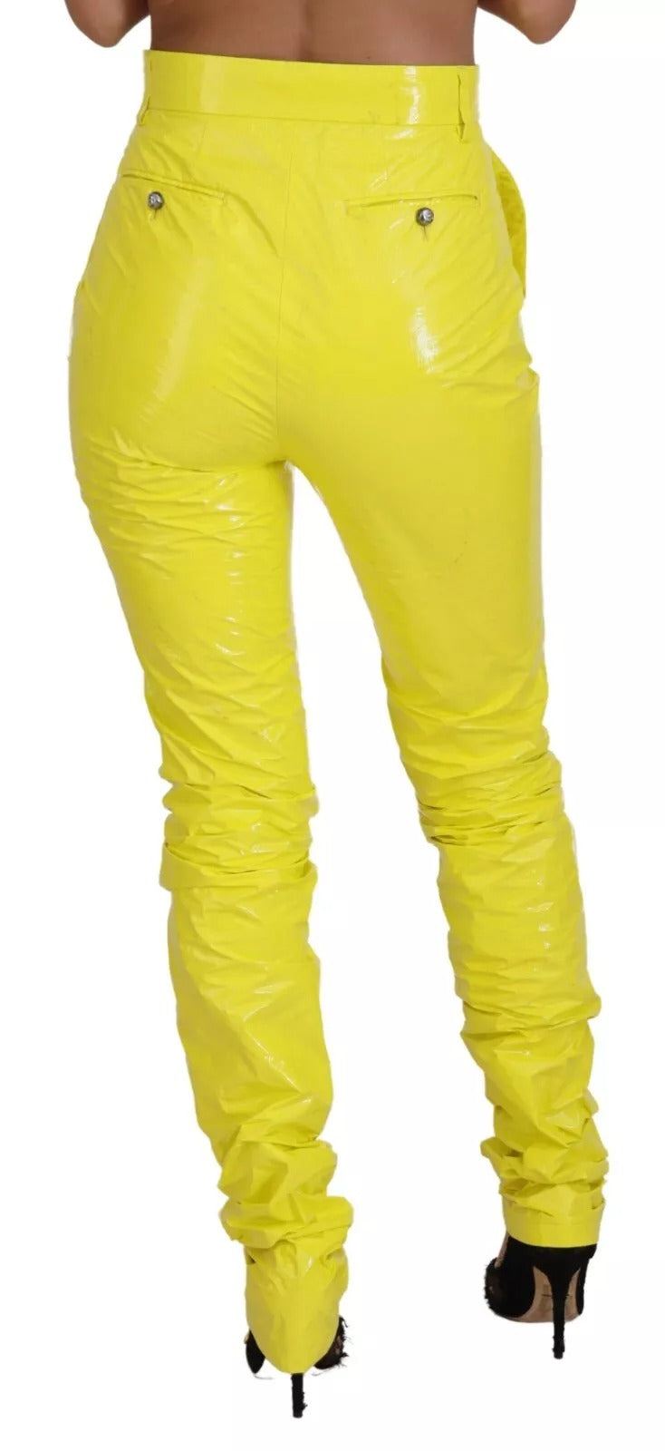 Dolce & Gabbana Yellow High Waist Skinny Women Trouser Pants