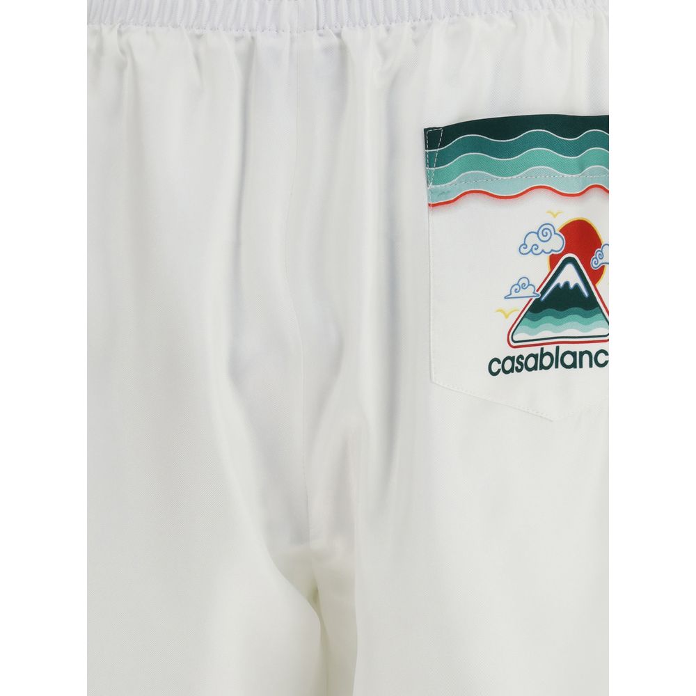 Casablanca White Silk Bermuda Shorts