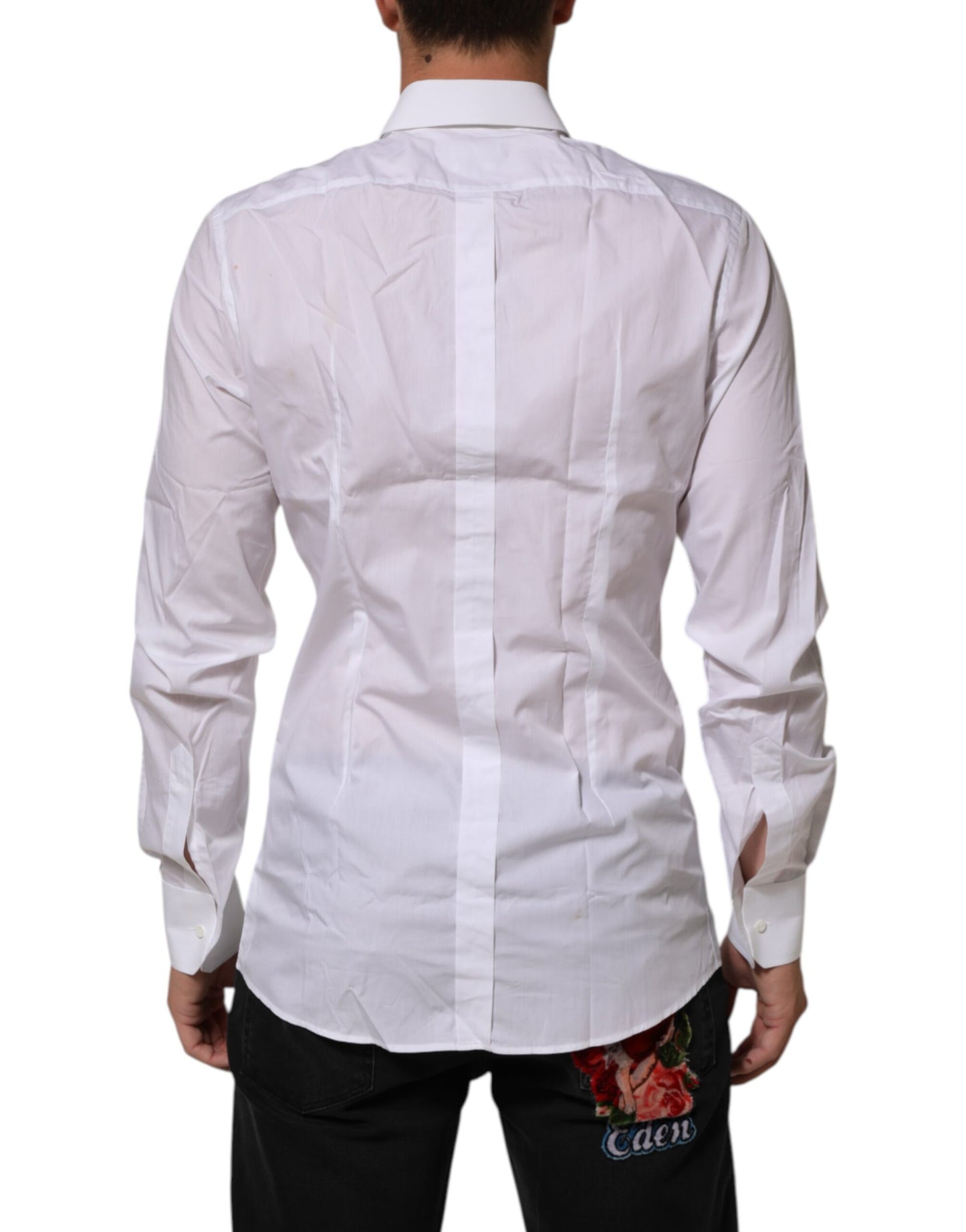 Dolce & Gabbana White Crown Collared GOLD Formal Dress  Shirt