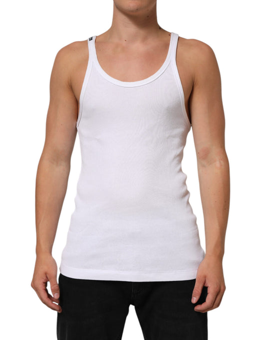 Dolce & Gabbana White Sleeveless Round Neck Tank Top T-shirt