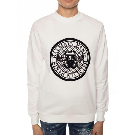 Balmain White Cotton Sweatshirt