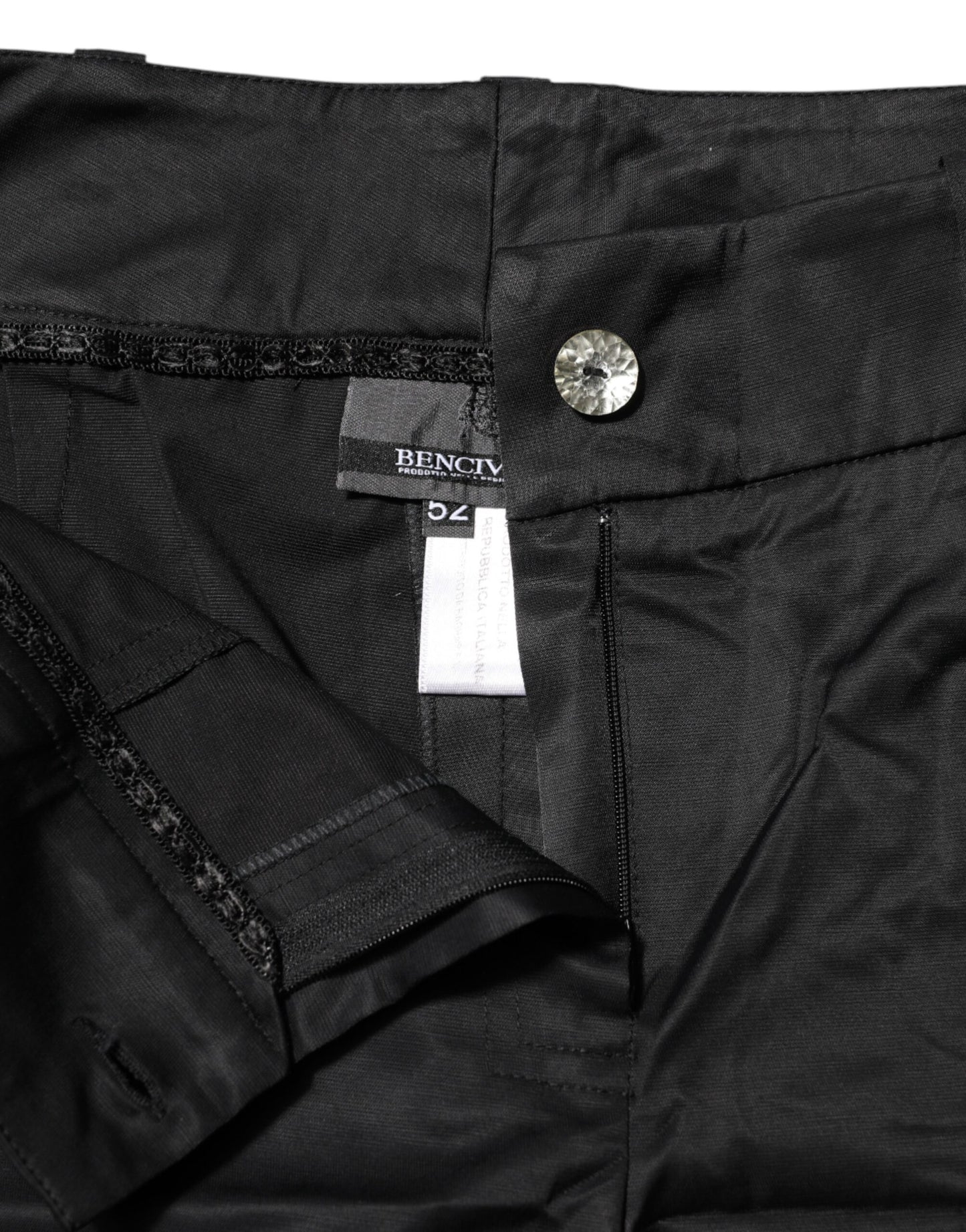 BENCIVENGA Black Cotton Blend Cropped Straight Leg Pants