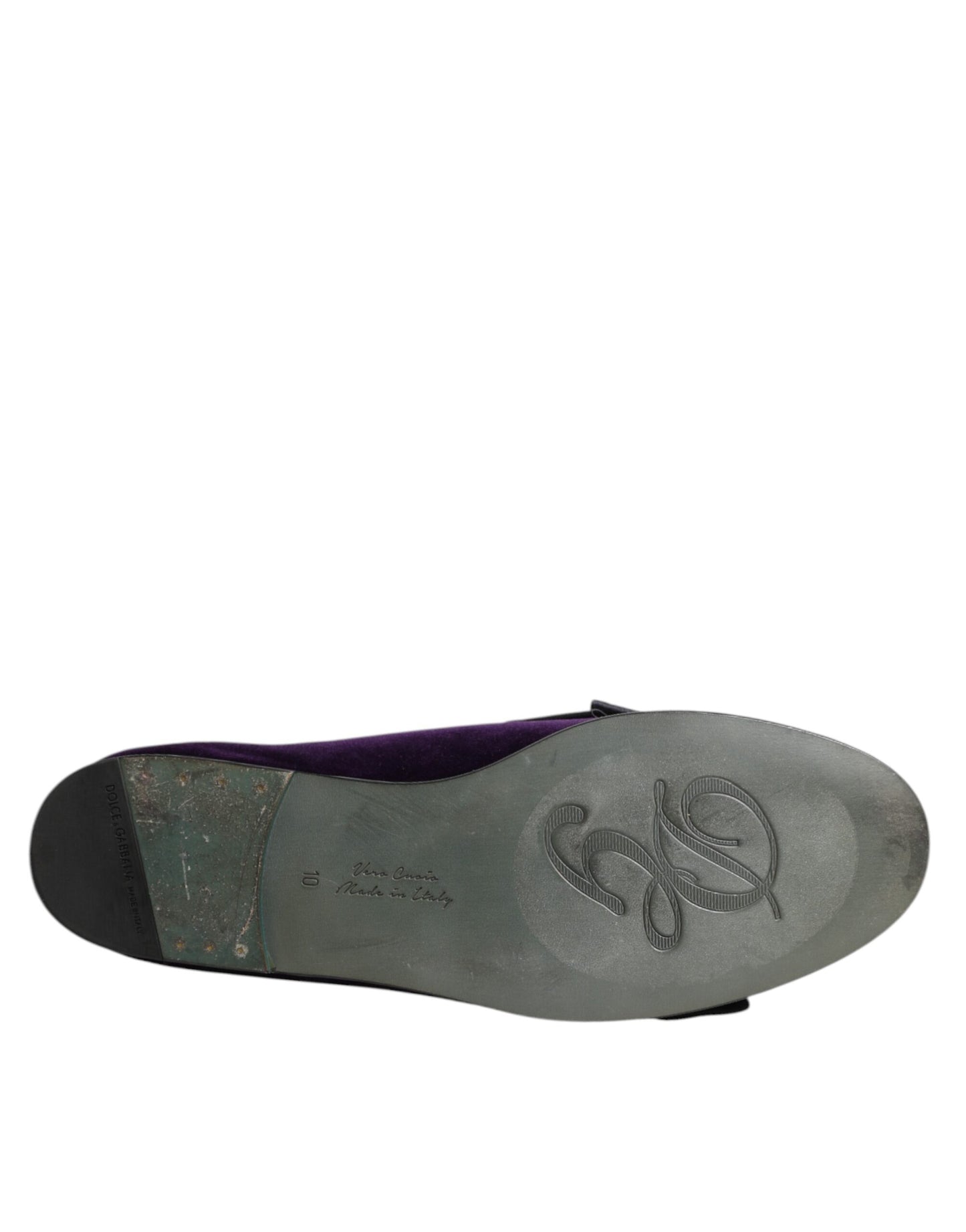 Dolce & Gabbana Purple Suede Cotton Bow Slip On Loafers Shoes