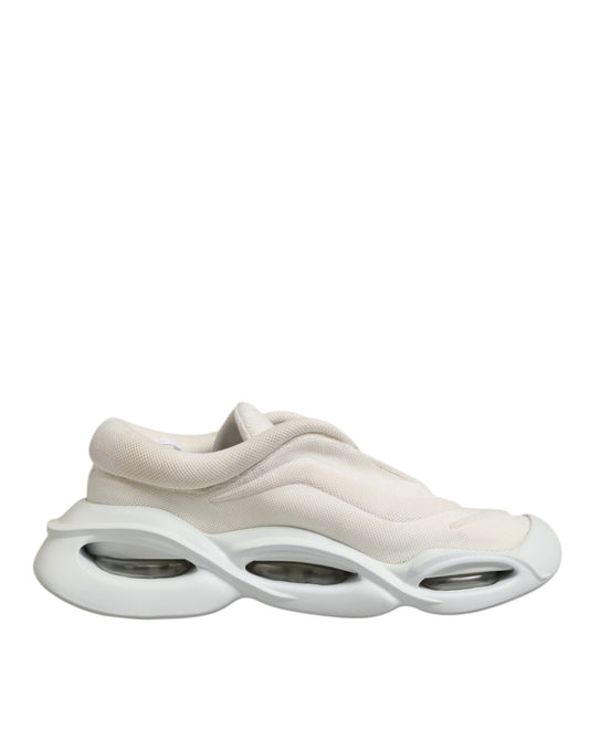 Dolce & Gabbana White Lace Up Wave Low Top Men Sneaker Shoes