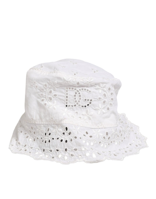 Dolce & Gabbana White Nylon Cut Out Bucket Logo Capello Hat