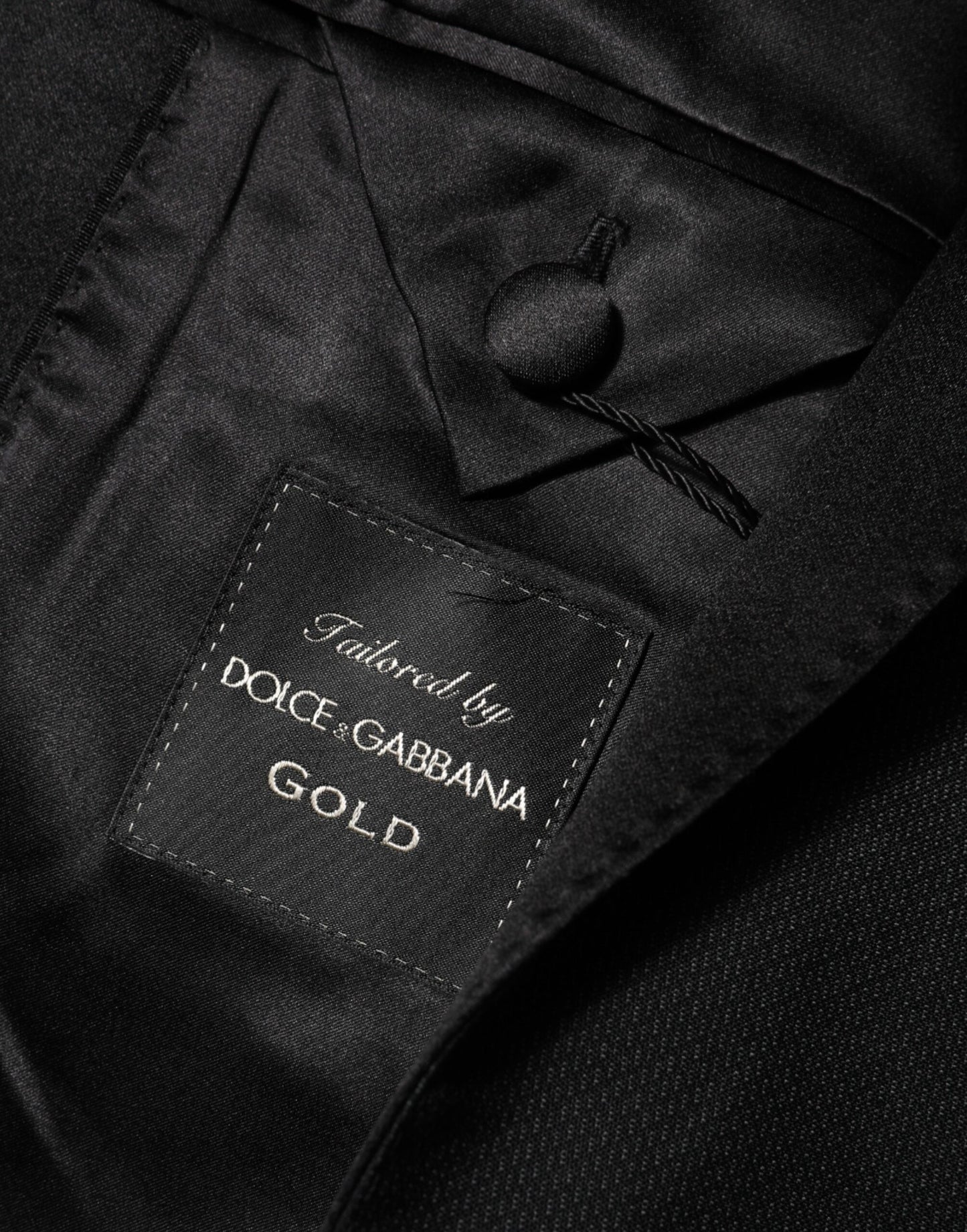 Dolce & Gabbana Black Wool GOLD 1 Button Suit Coat Blazer