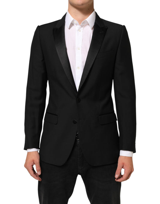 Dolce & Gabbana Black Wool MARTINI 2 Button Men Suit Blazer