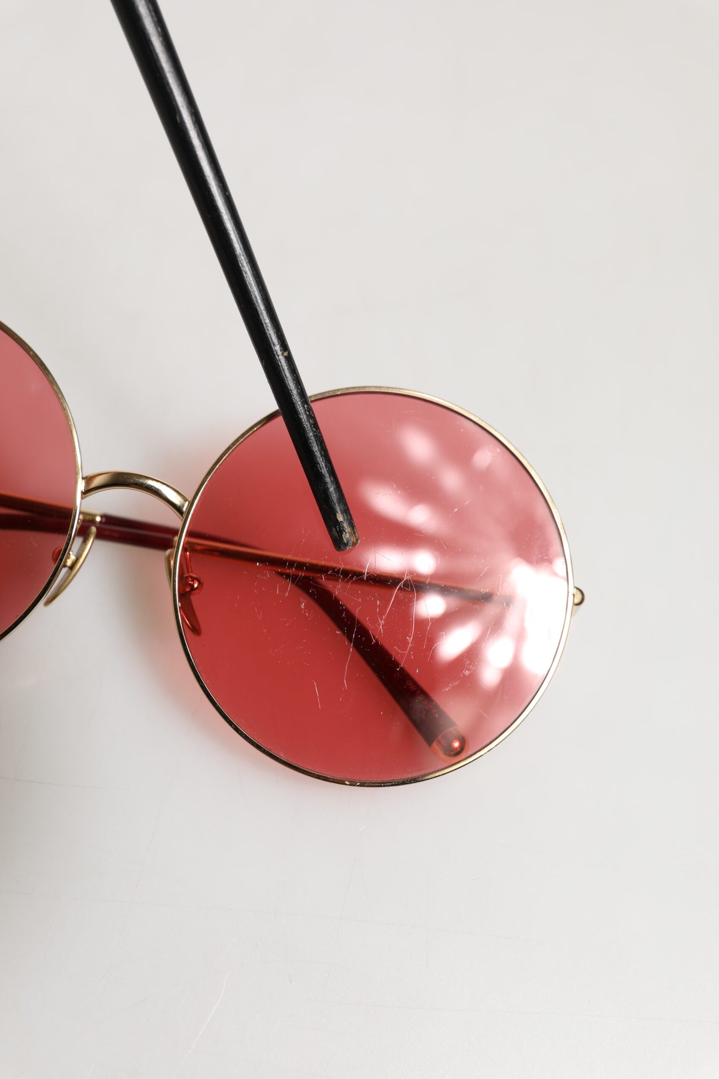 Dolce & Gabbana Pink Gold Metal Round Shades Eyewear Sunglasses