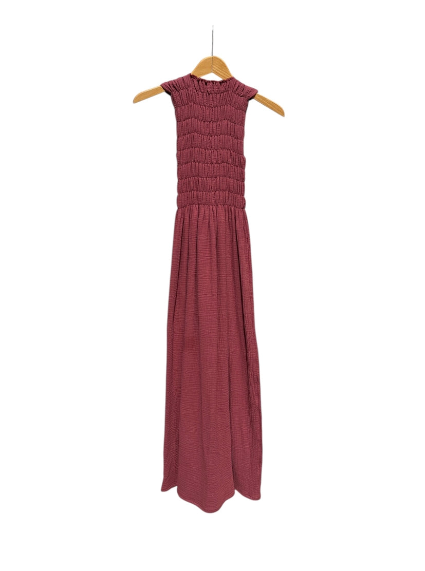 735 Alber Gathered Dress in Organic Cotton Muslin Navy Blue