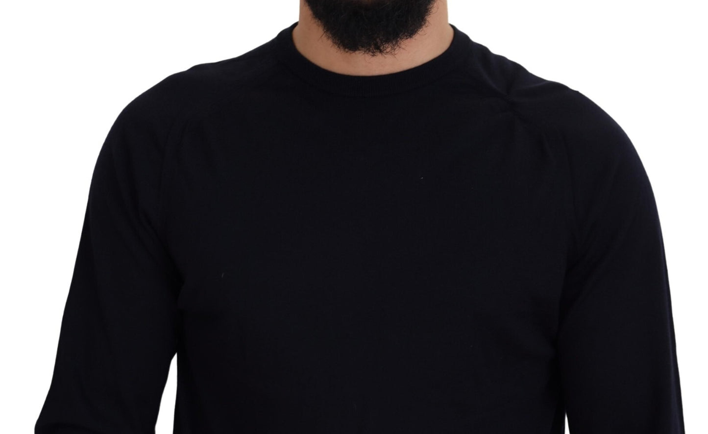 Alpha Studio Black Wool Crewneck Pullover Sweatshirt Sweater