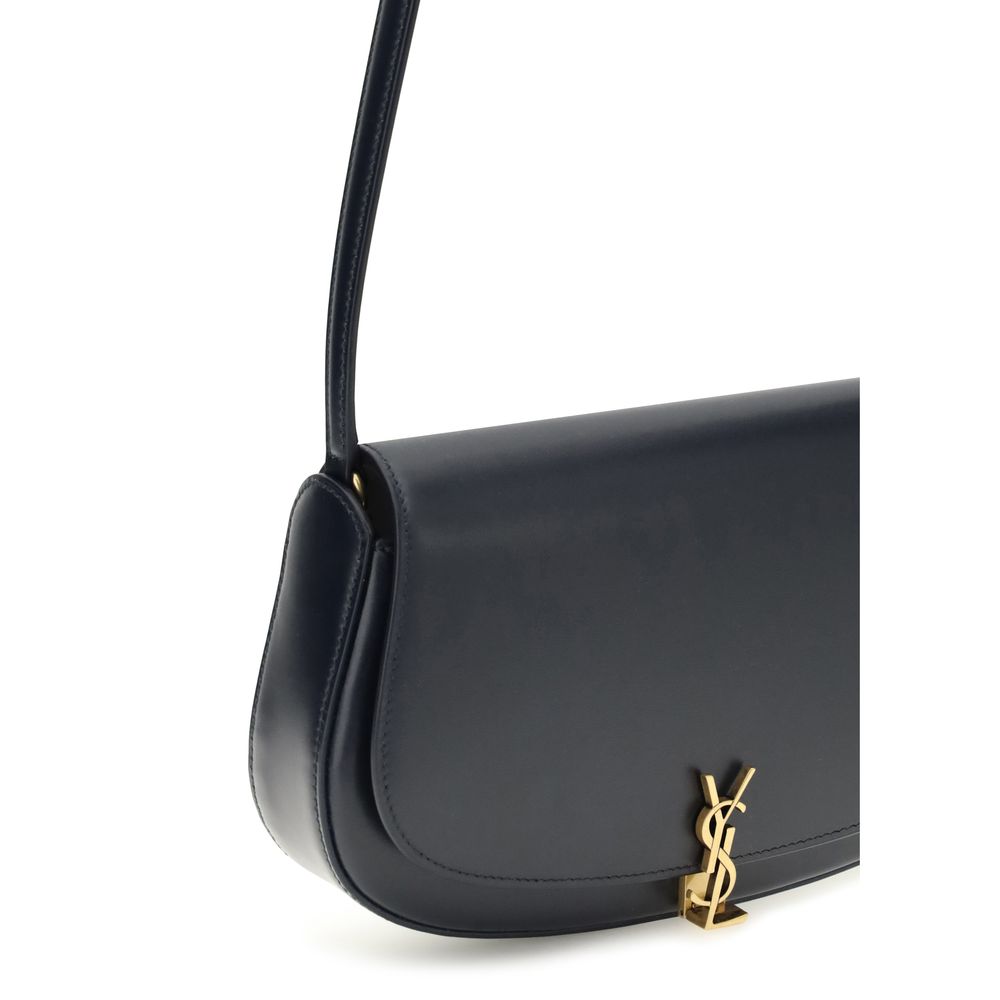 Saint Laurent Blue Calf Leather Bos Taurus Shoulder Bag