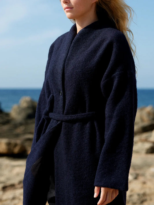 319 Cigala Coat Blue Organic Wool