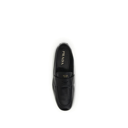 Prada Black Goatskin Slip-On Loafers