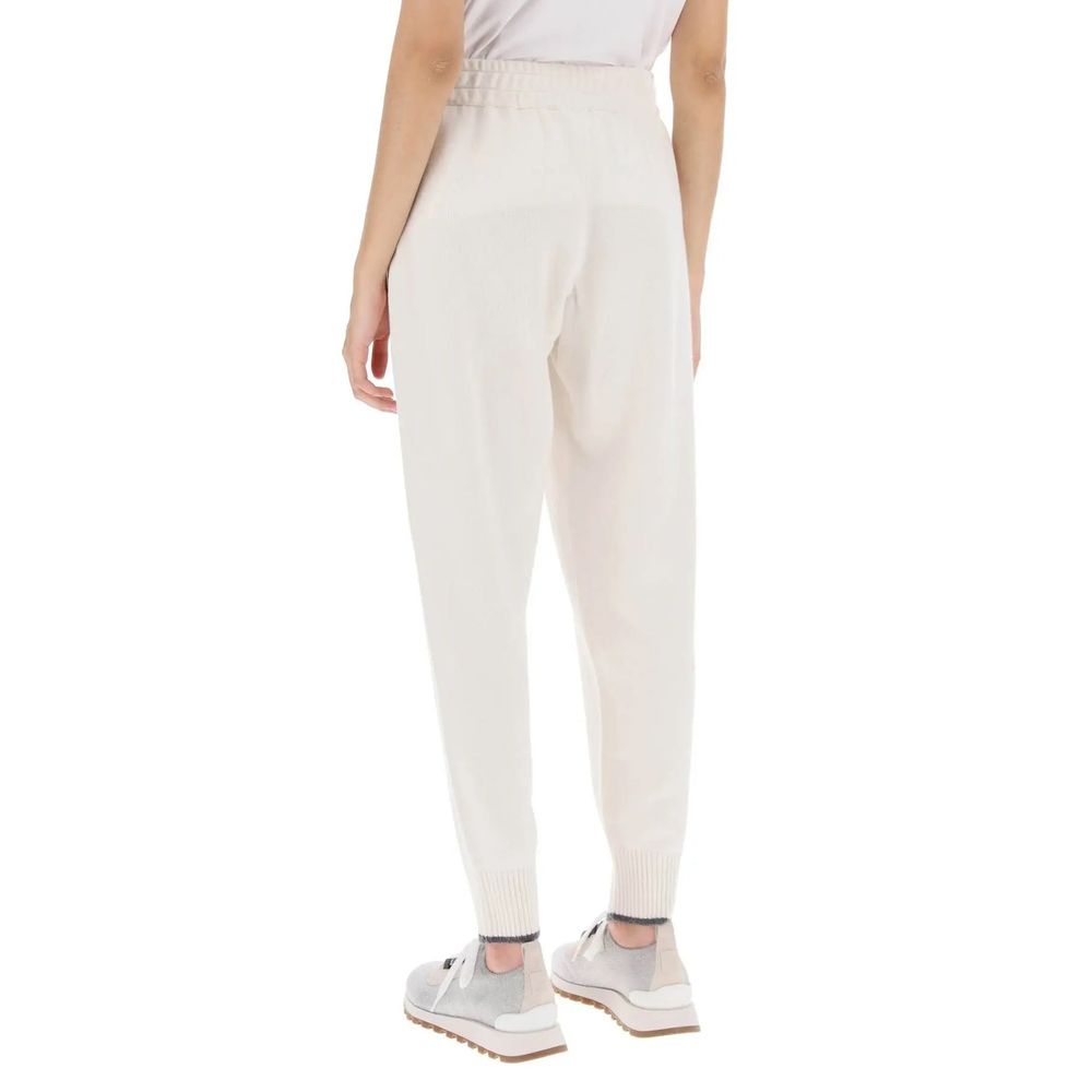 Brunello Cucinelli White Cashmere Casual Pants